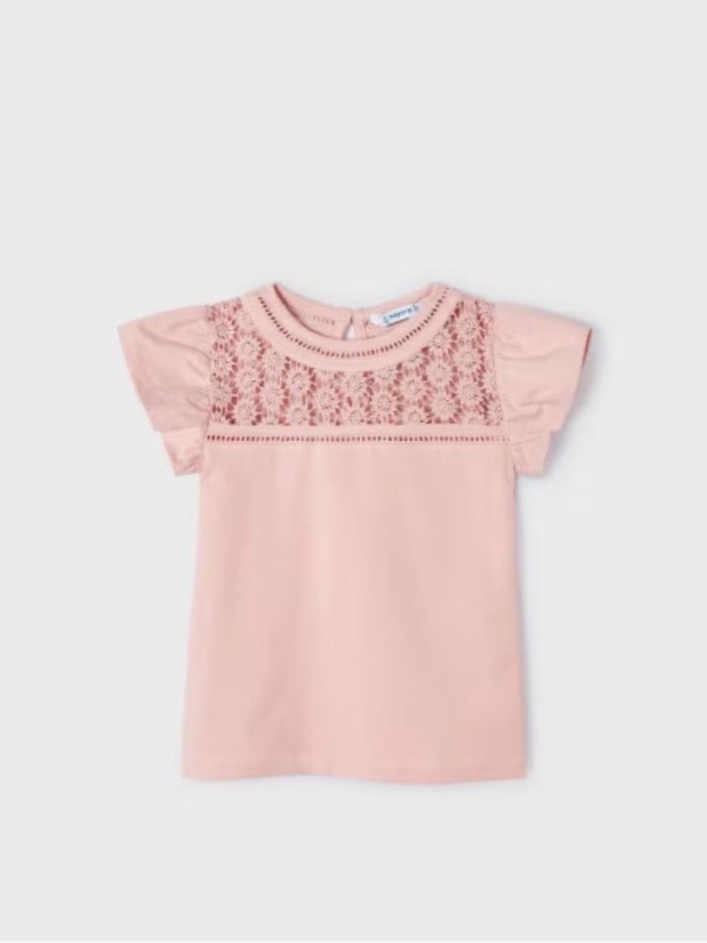 Mayoral Girls Pink Guipure Lace Cap Sleeve Top – Size 6